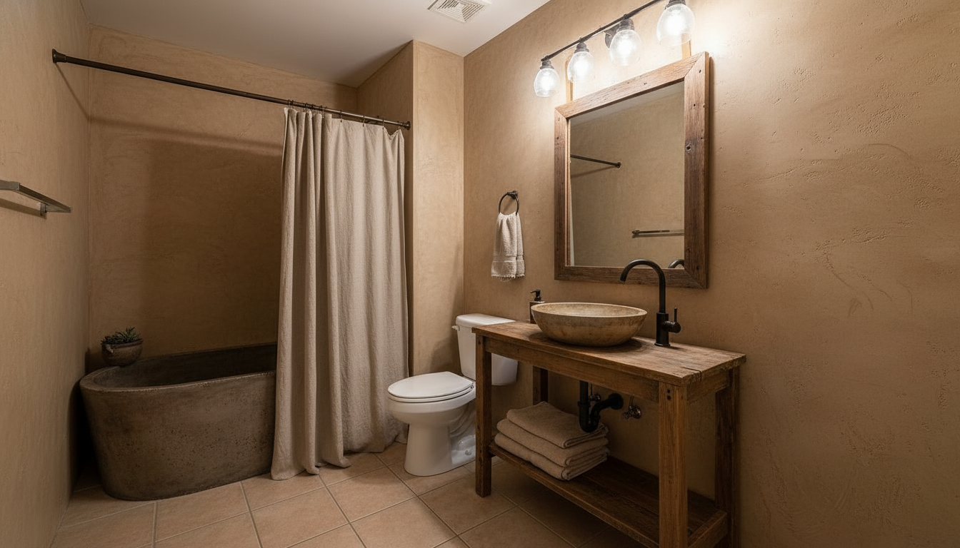 Bathroom redesigned in Wabi-Sabi